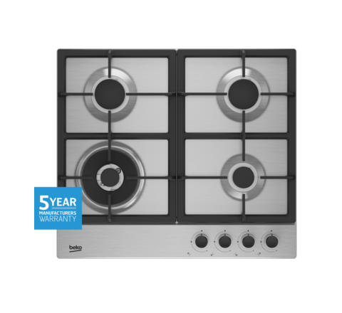 Beko 60cm Gas on Stainless Cooktop