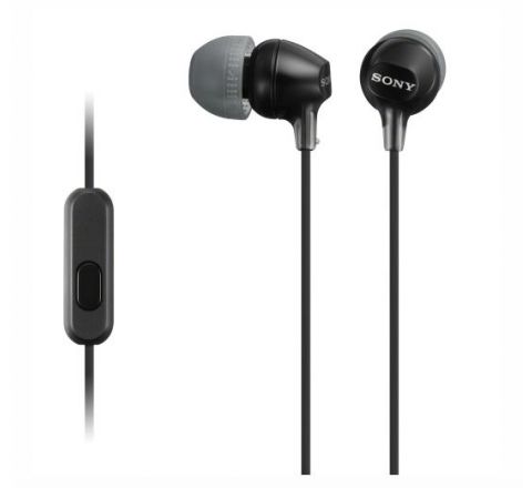 Sony In-Ear Lightweight Headphones with Smartphone Control Black - SKU MDREX15APB