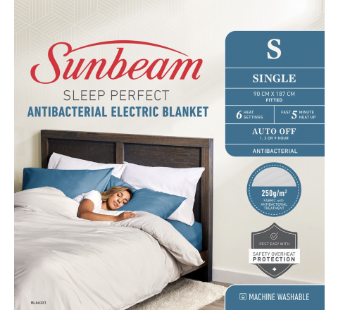 Sunbeam Sleep Perfect Antibacterial Electric Blanket Single - SKU BLA6321