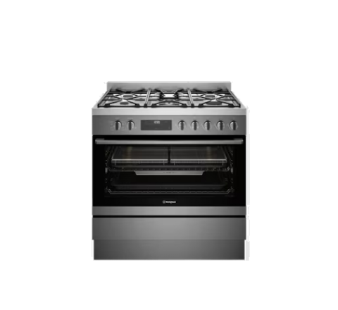 Westinghouse 90cm dual fuel freestanding oven with AirFry, dark stainless steel - SKU FS900SG