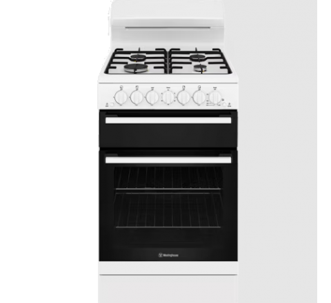 Westinghouse 54cm freestanding gas oven and gas cooktop, white - SKU WLG510WCH