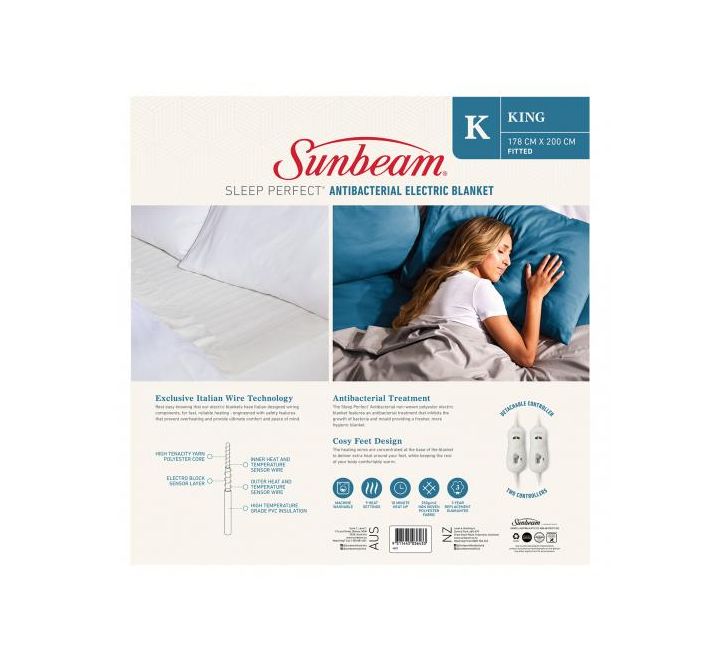 Fully Fitted Sunbeam Antibacterial Electric Blanket Sunbeam Sleep